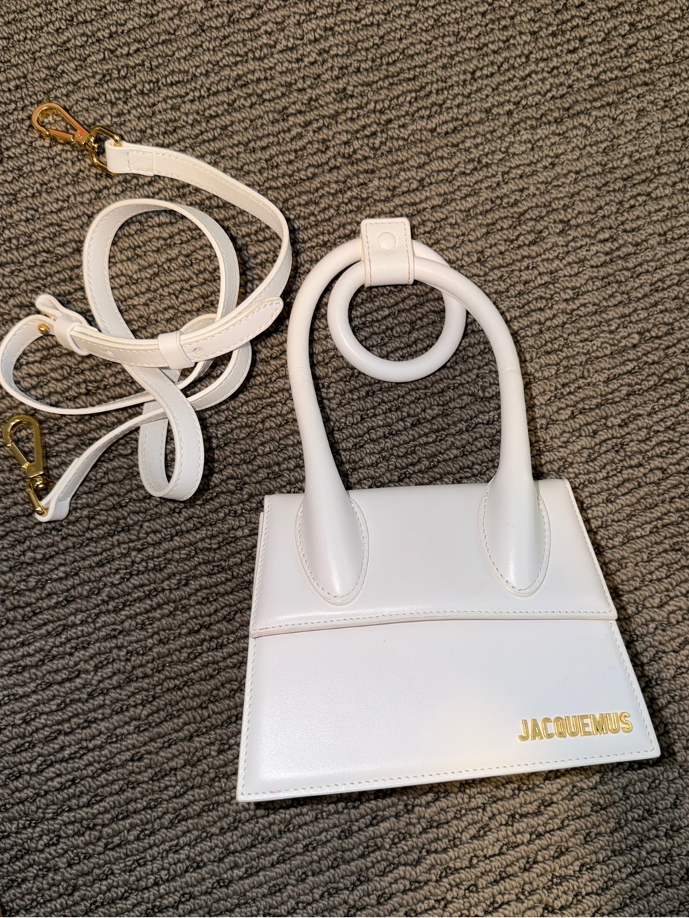 Jacquemus White Mini Le Chiquito Ring-Handle Bag - Picture 1 of 7